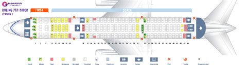 First cabin seat map and seating chart Boeing 767 300ER 763 V1 Hawaiian ...