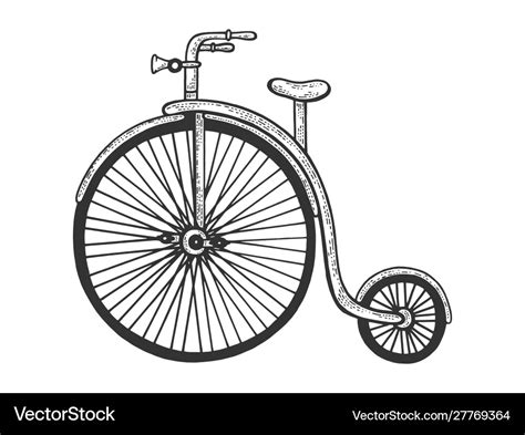 Penny farthing high wheel bicycle sketch Vector Image