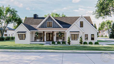 4 Bedroom 1 Story Modern Farmhouse Style Plan with Outdoor L