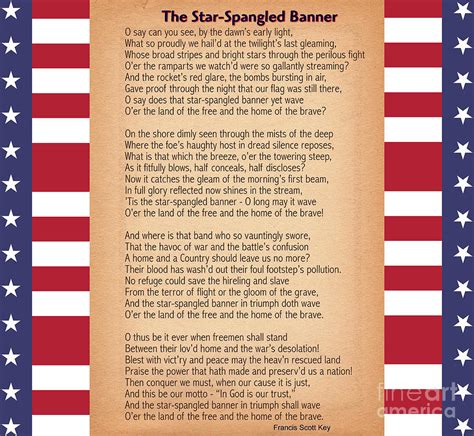 Us National Anthem - The Star-spangled Banner Painting by Celestial Images