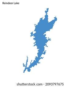 Blue Outline Map Reindeer Lake Isolated Stock Vector (Royalty Free ...