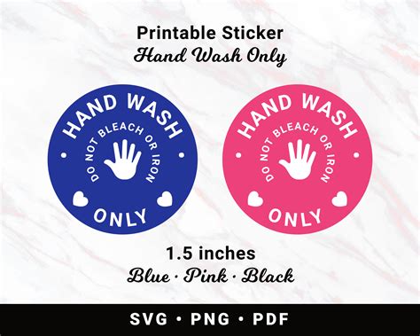 Printable Sticker Hand Wash Only Sticker or Tag Unlimited | Etsy