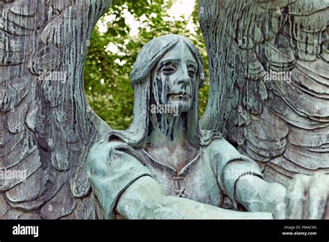 The "Angel of Death Victorious" by Herman Matzen is a bronze sculpture upon a grave in Lake View ...