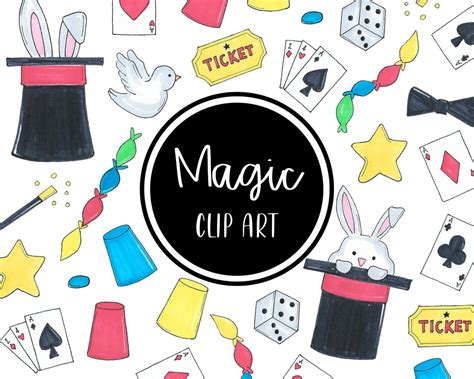 Magic Clip Art Handpainted Digital Magician Bunny Rabbit Clipart Cards Download Free Commercial ...