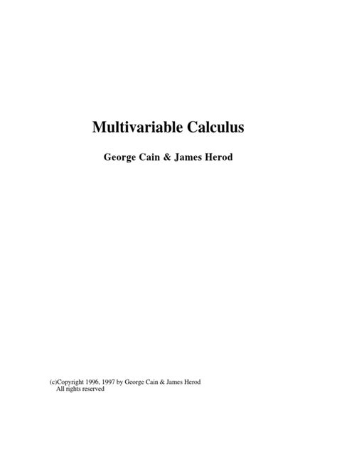 Multivariable Calculus PDF | PDF | Cartesian Coordinate System | Vector Space