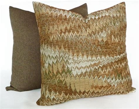 Ikat Throw Pillows 12x18 14x18 Gold Copper by PillowThrowDecor