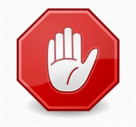 HD White Hand Stop Icon On Red Road Stop Sign Clipart PNG