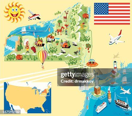 Cartoon Map Of New York High-Res Vector Graphic - Getty Images