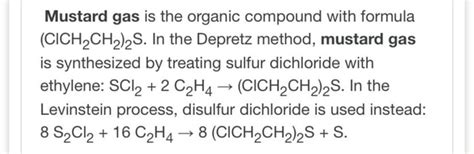 Mustard gas is the organic compound with formula In the Depretz method ...