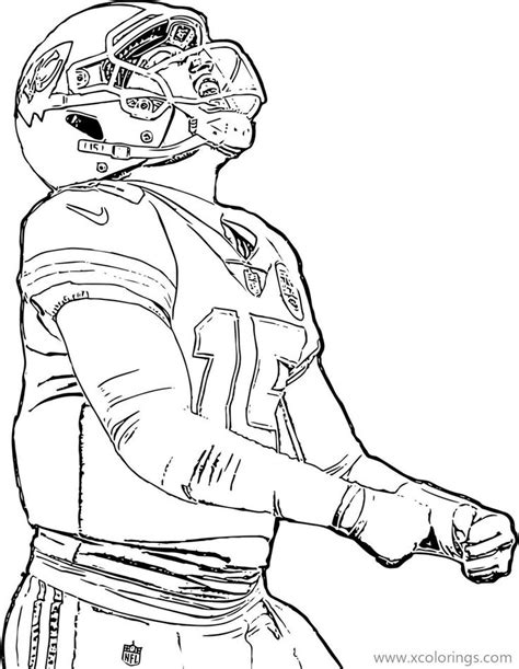 Patrick Mahomes Coloring Pages from Kansas Chiefs. | Football coloring ...