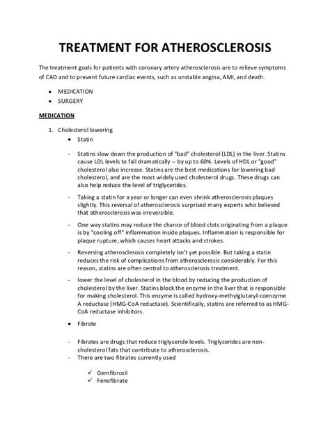 Treatment for atherosclerosis