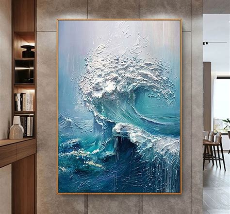 Abstract Ocean Waves Painting Texture Waves Painting on - Etsy 日本