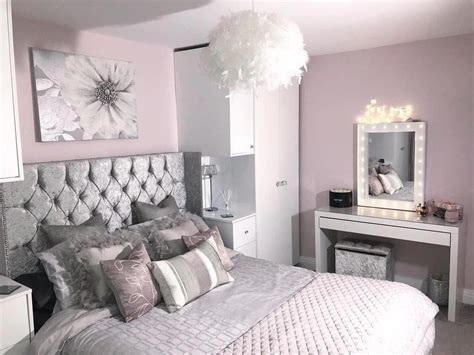 Silver, gray and light pink bedroom color scheme #grayBedroom | Bedroom color schemes, Bedroom ...