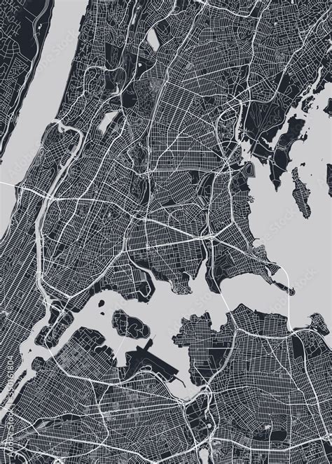 Detailed borough map of The Bronx New York city, monochrome vector poster or postcard city ...