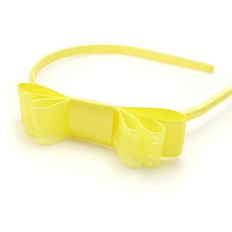 Yellow Headband Satin Bow Headband for Women Sheer Organza