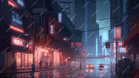 Premium AI Image | A cyberpunk rainy night in the city