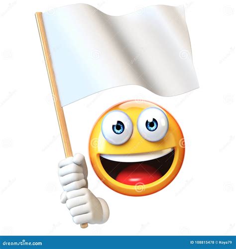 Emoji Holding White Flag, Emoticon Waving Blank Flag with Copy Space 3d ...