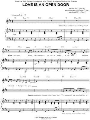 "Love is an Open Door" from 'Frozen' Sheet Music in D Major ...