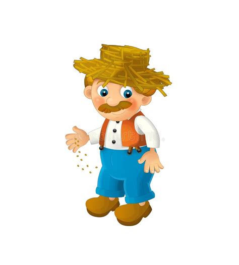 Cartoon Farm Character Happy Farmer Man Isolated on White Background Stock Illustration ...