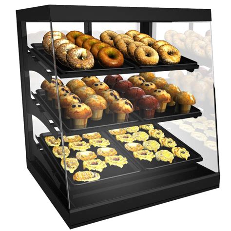 Structural Concepts CGS2830 Impulse Black 28" Countertop Bakery Display Case with Swinging Rear ...