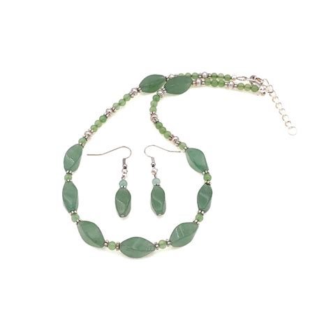 Green Aventurine Necklace Green Necklace Set Green Jewelry - Etsy