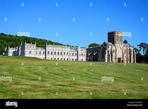 View of Milton Abbey church and school, Milton Abbas, Dorset, England, UK, Western Europe Stock ...