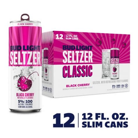 Bud Light Hard Seltzer Black Cherry, Gluten Free, Slim Cans, 12 pk / 12 ...