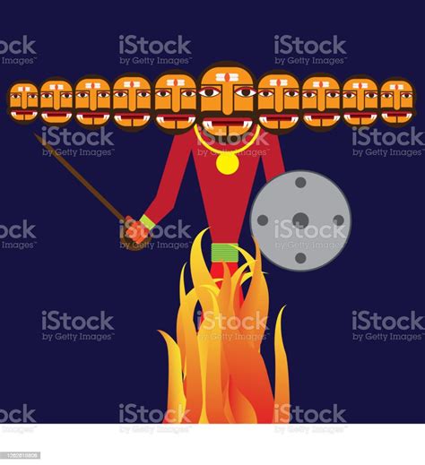 Illustration Of King Ravana Statue Burning During Dussehra Festival Stock Illustration ...