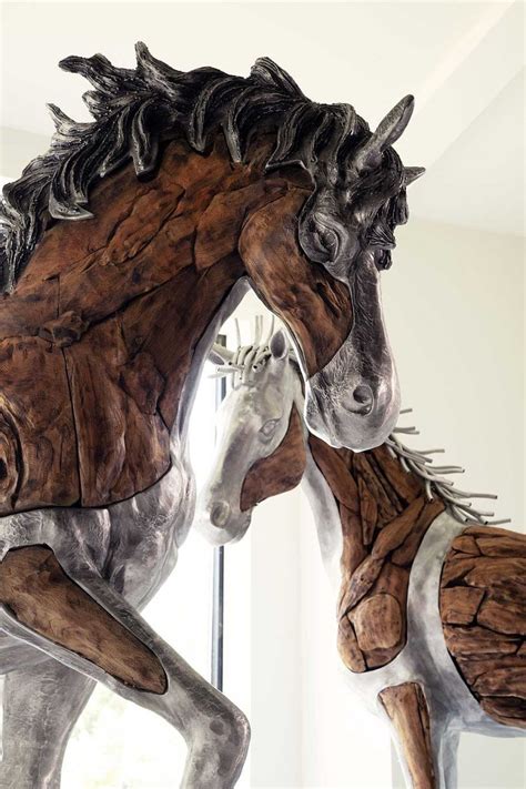 Sculpture Phillips Collection | Mustang Horse Woodland Sculpture On Base Walking • Phlipshop