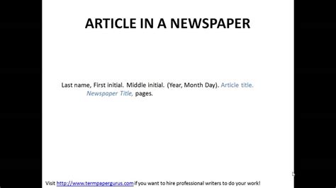 How to cite an article in a newspaper in APA format - YouTube