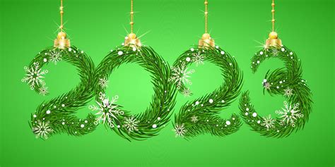 2023 new year number made from green fir tree branches with snowflakes 13980795 Vector Art at ...