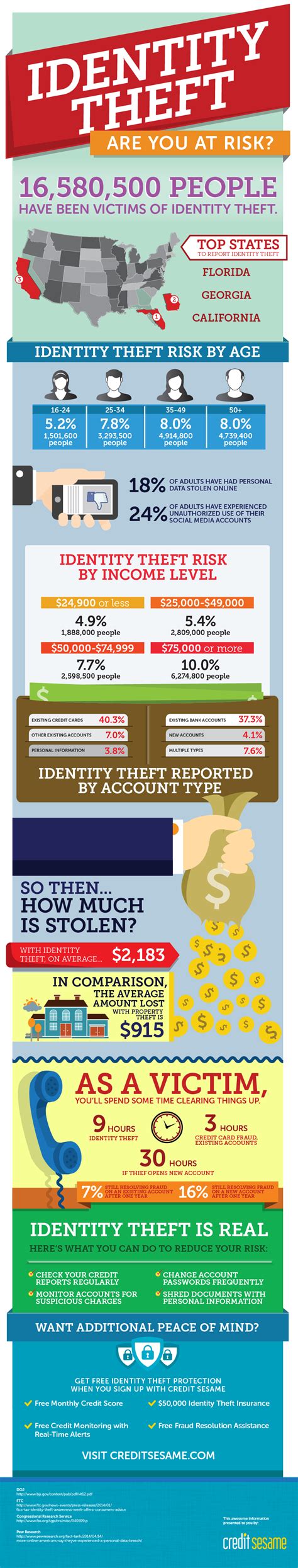 INFOGRAPHIC: Identity Theft -- Are You At Risk? | Credit Sesame | Identity theft, Identity ...