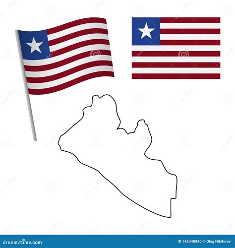 Liberia flag and map stock illustration. Illustration of liberian - 146348840