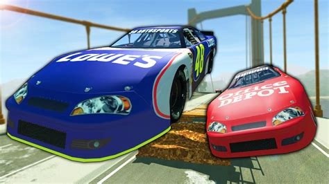 NASCAR Jump Race on a Broken Bridge! - BeamNG Gameplay Races & Crashes ...