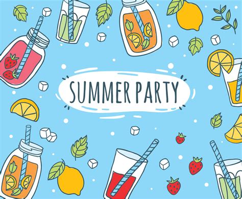 Hand Drawn Summer Party Drinks Vector Vector Art & Graphics | freevector.com