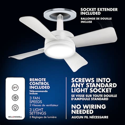 Bell + Howell 15.4-in White LED Indoor Ceiling Fan - Remote Control ...