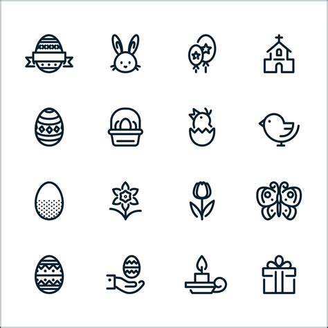 Easter icons with White Background 7775269 Vector Art at Vecteezy