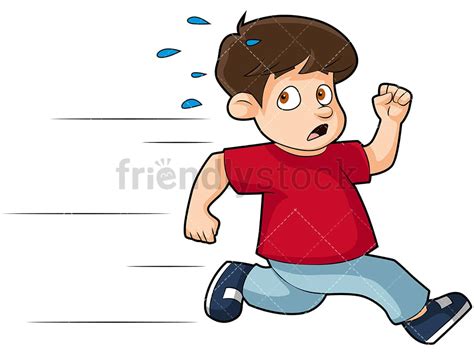 Peur petit garçon s'enfuyant Cartoon Vector Clipart - FriendlyStock