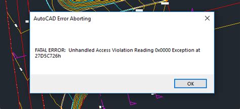 "FATAL ERROR: Unhandled Access Violation..." and program crash on save in Civil 3D