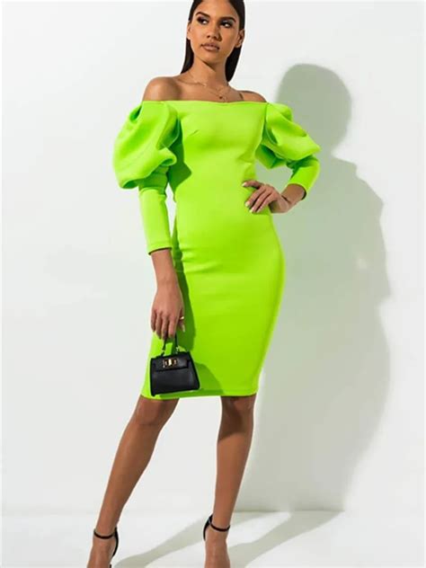 Neon Lime Green Party Dress 2019 Bodycon Tight Dresses Woman Party ...