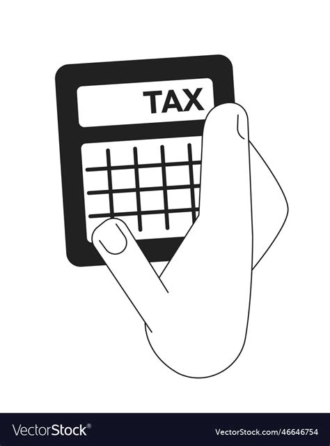 Hand with income tax calculator monochrome flat Vector Image