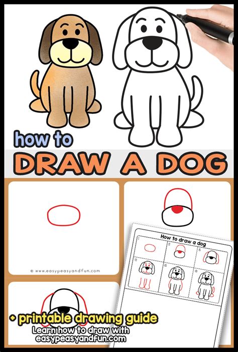 How to Draw a Dog - Step by Step Drawing Tutorial for a Cute Cartoon ... | Ck Zeichnungen ...