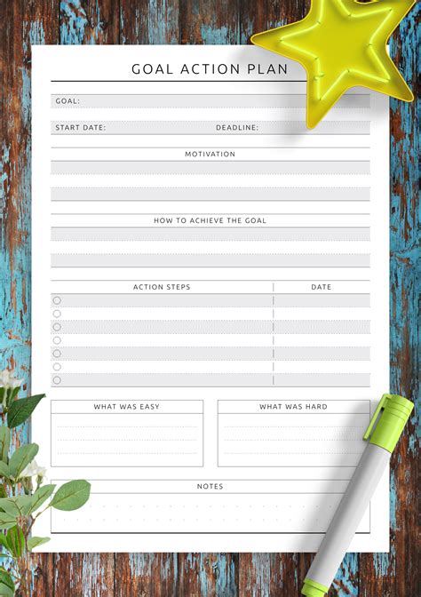 Download Printable Goal Action Plan - Original Style PDF | Goals template, Action plan template ...