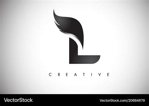 L letter wings logo design with black bird fly Vector Image