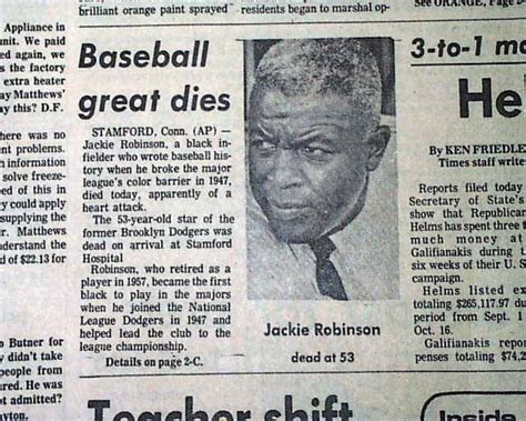 Jackie Robinson Death : Screening of Jackie Robinson movie, '42,' to benefit Negro ... - Jackie ...