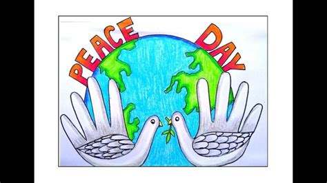 INTERNATIONAL PEACE DAY DRAWING EASY/ WORLD PEACE DAY POSTER/ HOW TO DRAW WORLD PEACE DAY ...