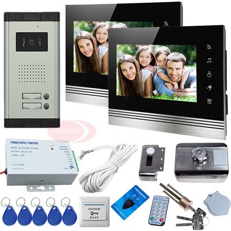 Video Door System Touch Buttons 7inch Aluminum Monitor Intercom Entry System 2 Buttons Outdoor ...