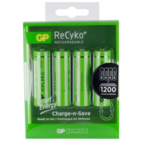 GP Batteries ReCyko+ 1000mAh AA Rechargeable Batteries | Pack of 4 ...