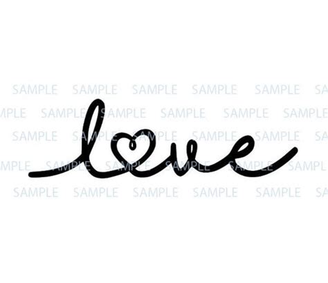 Love Cursive Script Heart Jpg Digital File - Etsy