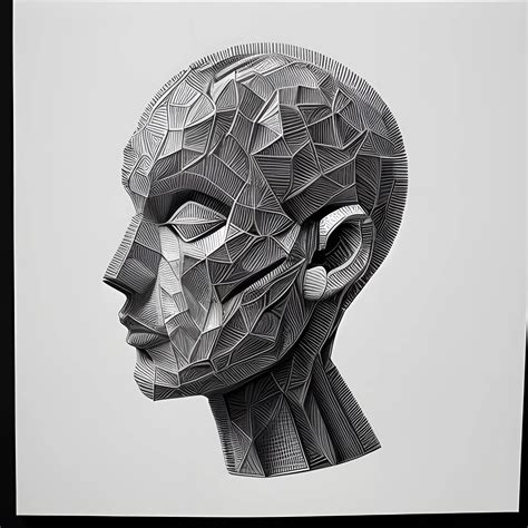 human head, abstract, bold, Trippy black and white , 3D, Trippy,... - Arthub.ai